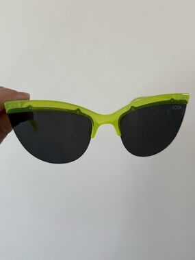 SODA Cat Eye Neon Green Sunglasses Shades Polarized Black Lenses